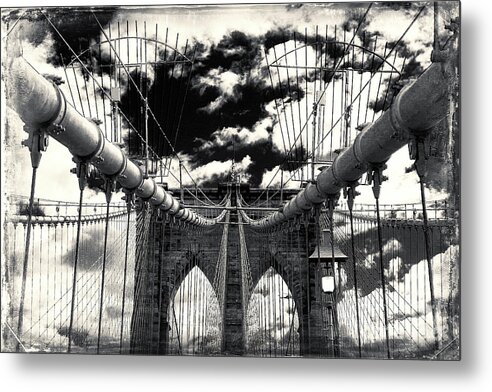 Vintage Brooklyn Bridge Metal Print featuring the photograph Vintage Brooklyn Bridge New York City by John Rizzuto