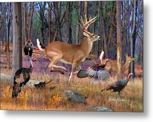 Whitetail Deer Metal Print featuring the painting Whitetail Deer Art - Spooked by a Bear by Dale Kunkel Art