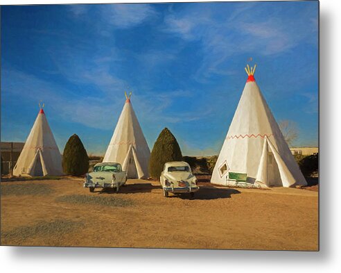 © 2015 Lou Novick All Rights Reserved Metal Print featuring the digital art Wigwam Hotel #6 by Lou Novick