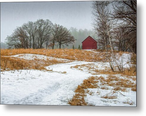 Nature Metal Print featuring the photograph Winter Path to Jorgens Barn by Trey Foerster