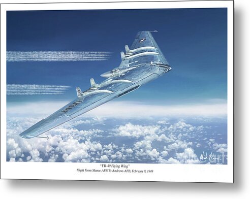 Usaf Metal Print featuring the digital art YB-49 Flying Wing by Mark Karvon