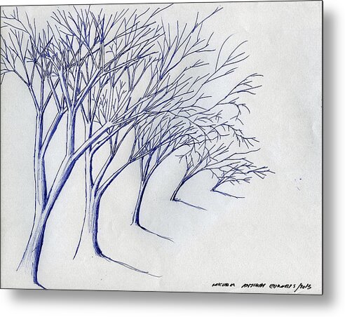 Edwards Metal Print featuring the drawing Blowing Trees by Michael Anthony Edwards