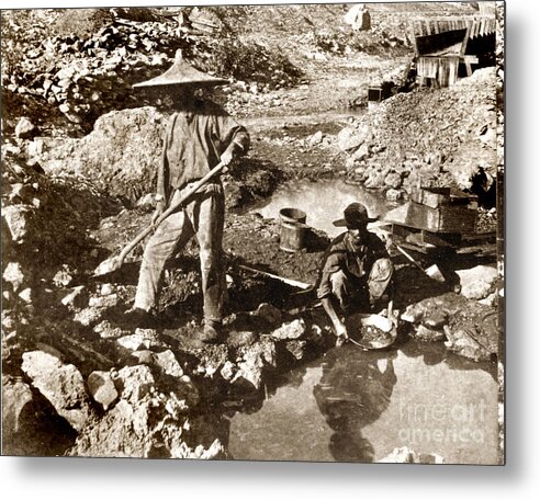 California Metal Print featuring the photograph Chinese Gold mine California circa 1876 by Monterey County Historical Society