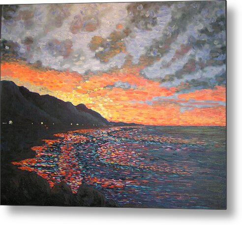 Pacific Coast Highway Metal Print featuring the painting Morning Traffic to Santa Barbara by Dwain Ray