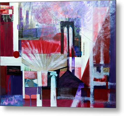  New York Abstract Collage Metal Print featuring the painting New York Metropolis 1 by Walter Fahmy