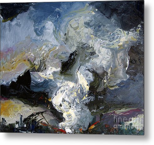 Weather Metal Print featuring the painting Tornado Disaster Struck at Night by Ginette Callaway