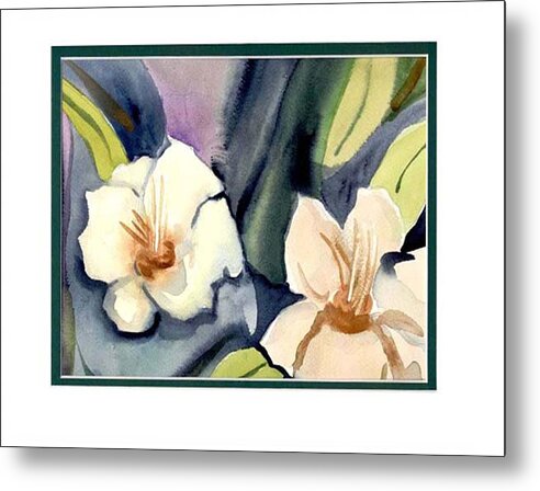White Flowers Metal Print featuring the painting White flowers by Janet Doggett