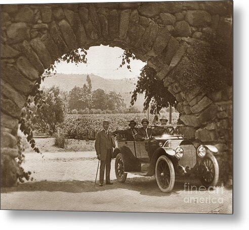 Stone Arch Metal Print featuring the photograph Stone arch of the entrance to the GREYSTONE WINERY was the home by Monterey County Historical Society