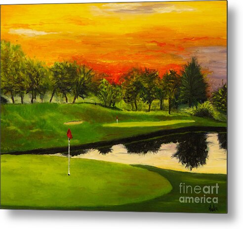Golf Landscape Jonesboro Sunset Metal Print featuring the painting Jonesboro CC #6 by Scott Hoke