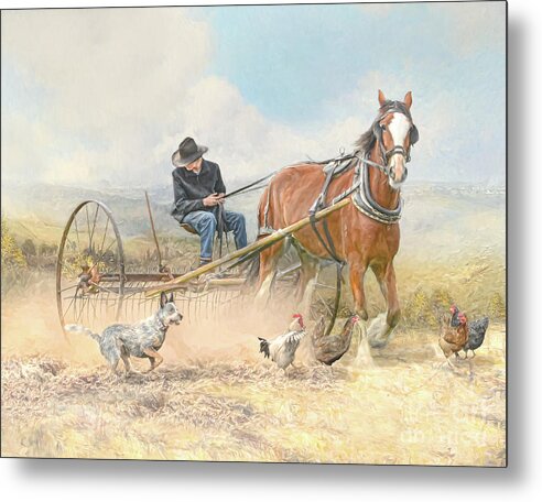 Clydesdale Metal Print featuring the digital art The Troublsome Chickens by Trudi Simmonds