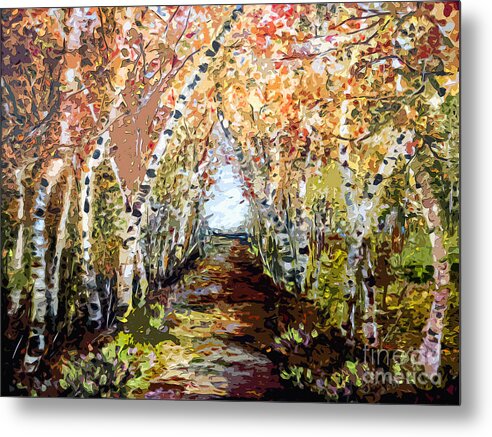 Trees Metal Print featuring the painting Birch Trees Modern Mixed Media Art by Ginette Callaway