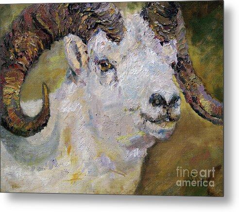 Animals Metal Print featuring the painting Dall Sheep Ram by Ginette Callaway