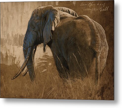 Elephant Metal Print featuring the digital art Tarangire Bull by Aaron Blaise