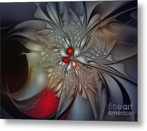 Abstract Metal Print featuring the digital art Timeless Elegance-Floral Fractal Design by Karin Kuhlmann