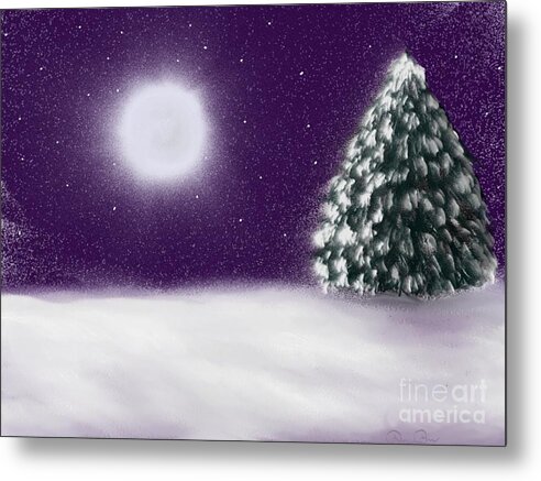 Tree Metal Print featuring the painting Winter Moon by Roxy Riou