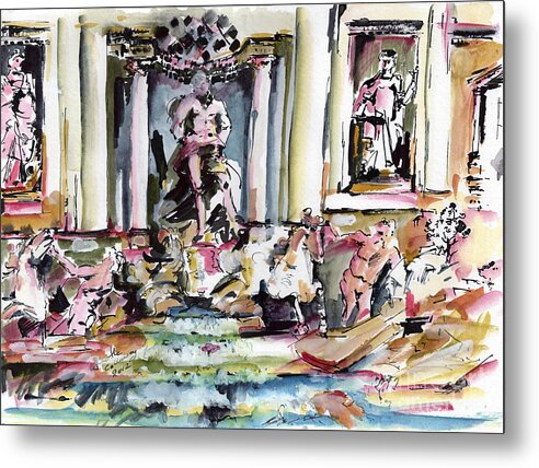 Italy Metal Print featuring the painting Trevi Fountain Rome Italy by Ginette Callaway