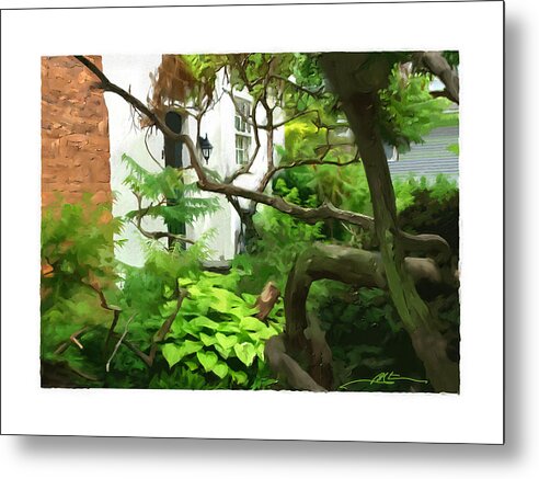 Outdoors Metal Print featuring the painting Niagara On The Lake Courtyard by Bob Salo