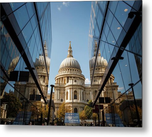 St Paul's Metal Print featuring the photograph A Reflection on St' Paul's by Rick Deacon