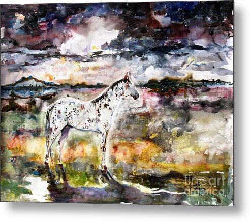 Horses Metal Print featuring the painting Appaloosa Spirit Horse by Ginette Callaway