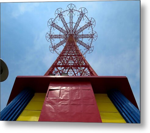 Coney Island Metal Print featuring the photograph Coney Island Parachute Jump 02 by Jonathan Sabin