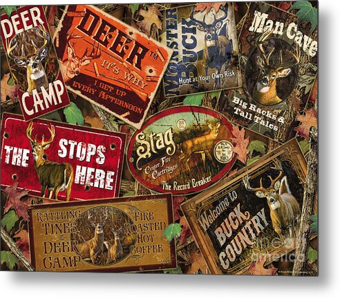 Bruce Miller Metal Print featuring the painting Deer Sign Collage by JQ Licensing