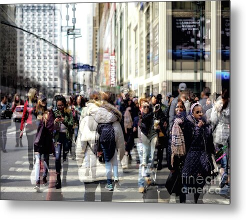 Diversity In The City Double Exposure Metal Print featuring the photograph Diversity in the City Double Exposure by John Rizzuto
