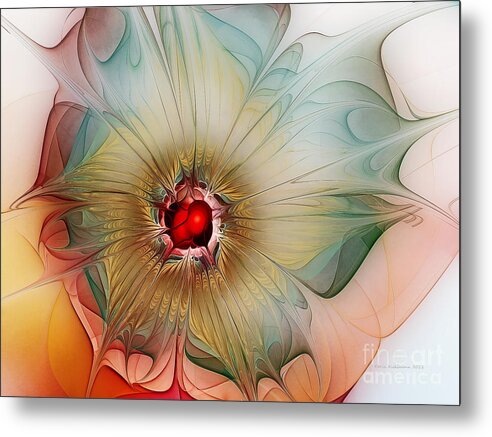 Fractal Metal Print featuring the digital art Finely Spruced Flower by Karin Kuhlmann