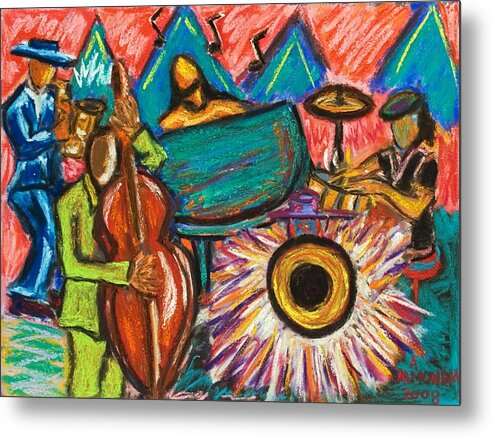 Jazz Metal Print featuring the painting Fusion by Albert Almondia