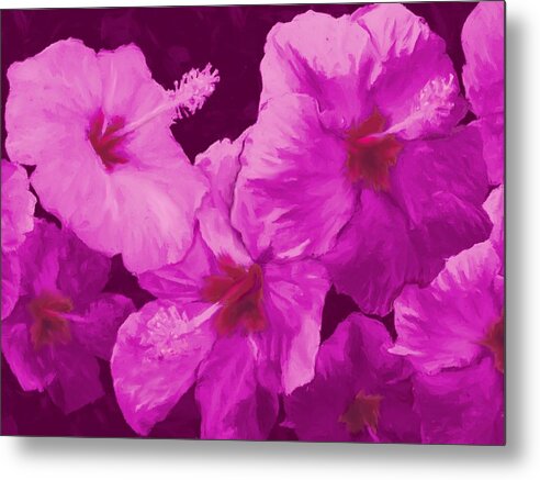 Hibiscus Metal Print featuring the painting Hibiscus, Pink by Stephen Jorgensen