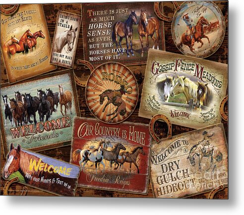 Cynthie Fisher Metal Print featuring the painting Horse sign collage by JQ Licensing