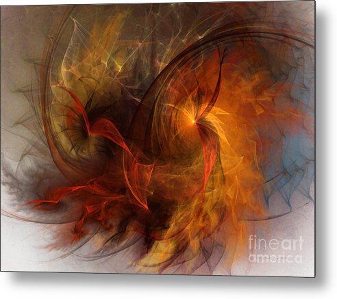Abstract Metal Print featuring the digital art Ikarus by Karin Kuhlmann