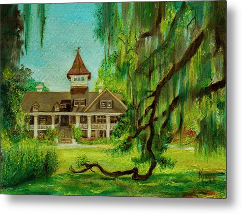 Spanish Moss Metal Print featuring the painting Magnolia Plantation by Kathy Knopp