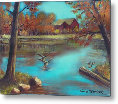Lake Landscape Metal Print featuring the print Muskego Lake by George Markiewicz