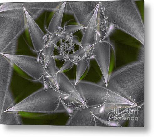 Abstract Metal Print featuring the digital art Silverleaves by Karin Kuhlmann