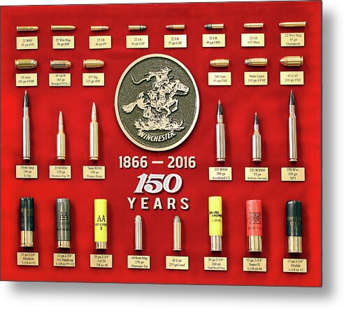 Outdoor Metal Print featuring the painting Winchester 150th Anniversary Commemorative Cartridge Board by Unknown