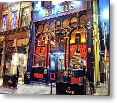 Mcdaids At Night In Dublin Metal Print featuring the photograph McDaids at Night in Dublin by John Rizzuto
