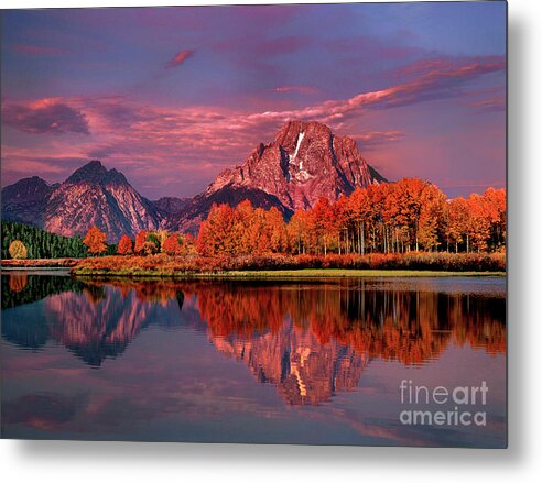 Dave Welling Metal Print featuring the photograph Sunrise Mount Moran Oxbow Bend Grand Tetons Np by Dave Welling
