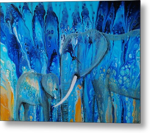 Elephant Metal Print featuring the painting Universal love by Sheila PyoRyx