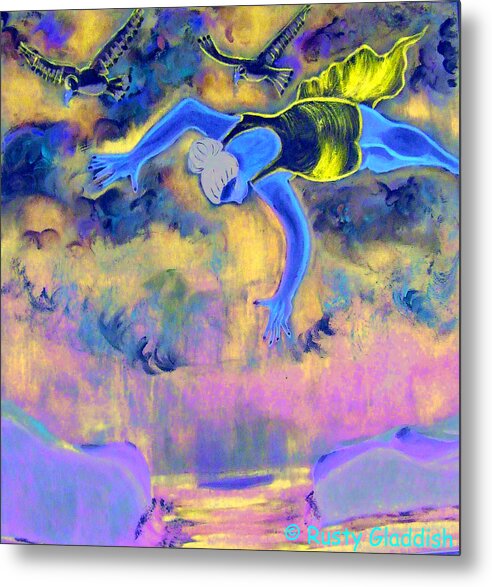 Dreams Metal Print featuring the painting Flying Over Seas by Rusty Gladdish