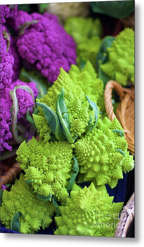 Romanesco Cauliflower Metal Print featuring the photograph Purple and Romanesco Cauliflower by Bruce Block