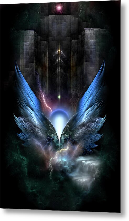 Wings Metal Print featuring the digital art Wings Of Light Fractal Composition by Rolando Burbon
