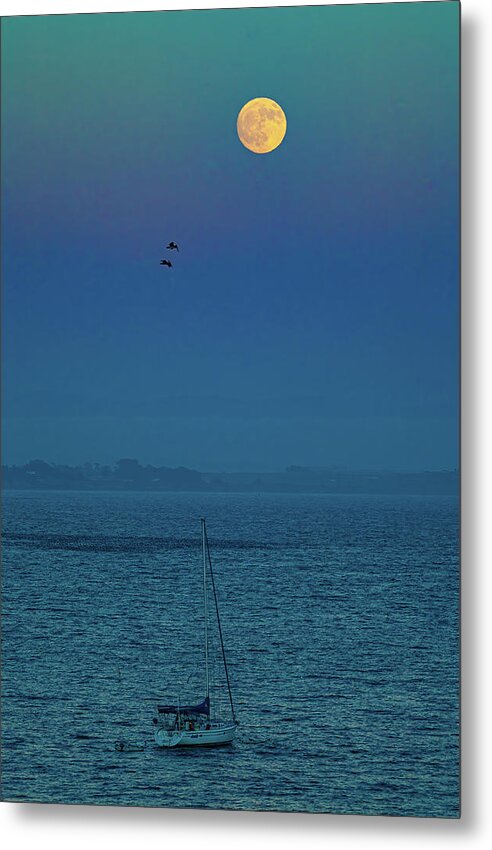 Tf-photography.com Metal Print featuring the photograph Moonrise Over Capitola by Tommy Farnsworth