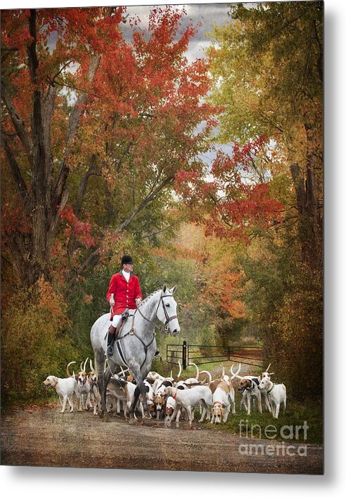 Foxhunting In Autumn Metal Print featuring the photograph Foxhunting Autumn Colours by Heather Swan