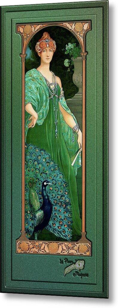 The Majestic Peacock Metal Print featuring the painting The Majestic Peacock by Elisabeth Sonrel by Rolando Burbon