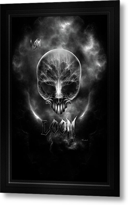Doom Metal Print featuring the digital art I Am Doom Fractal Gothic Skull by Xzendor7