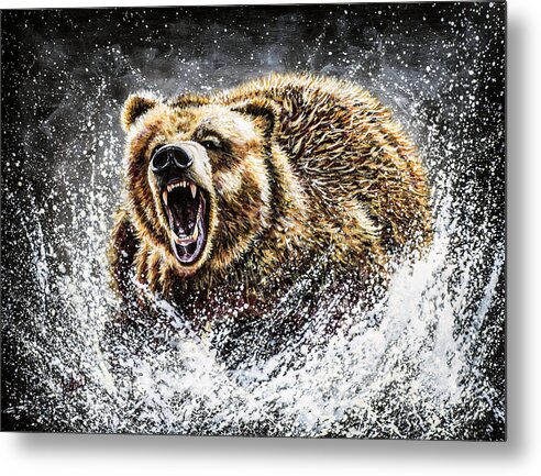 Grizzly Painting Metal Print featuring the painting Dominance by Teshia Art