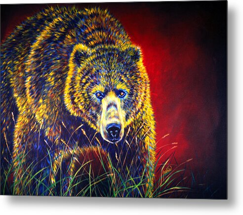Grizzly Bear Metal Print featuring the painting Grizzly Gaze by Teshia Art
