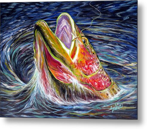Trout Metal Print featuring the painting Haunted Waters by Teshia Art