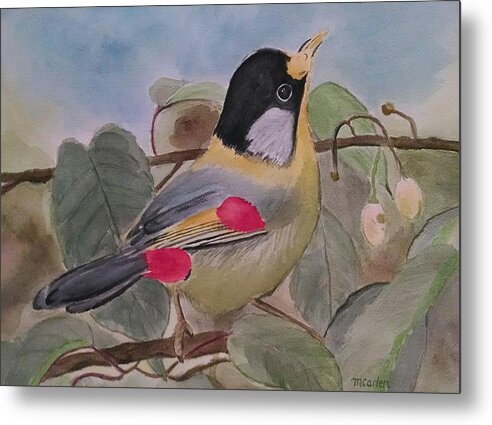 Birds Metal Print featuring the painting Perch by M Carlen