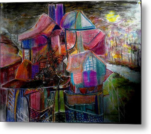 Abstract Metal Print featuring the painting The Cottage Of The Artist by Subrata Bose